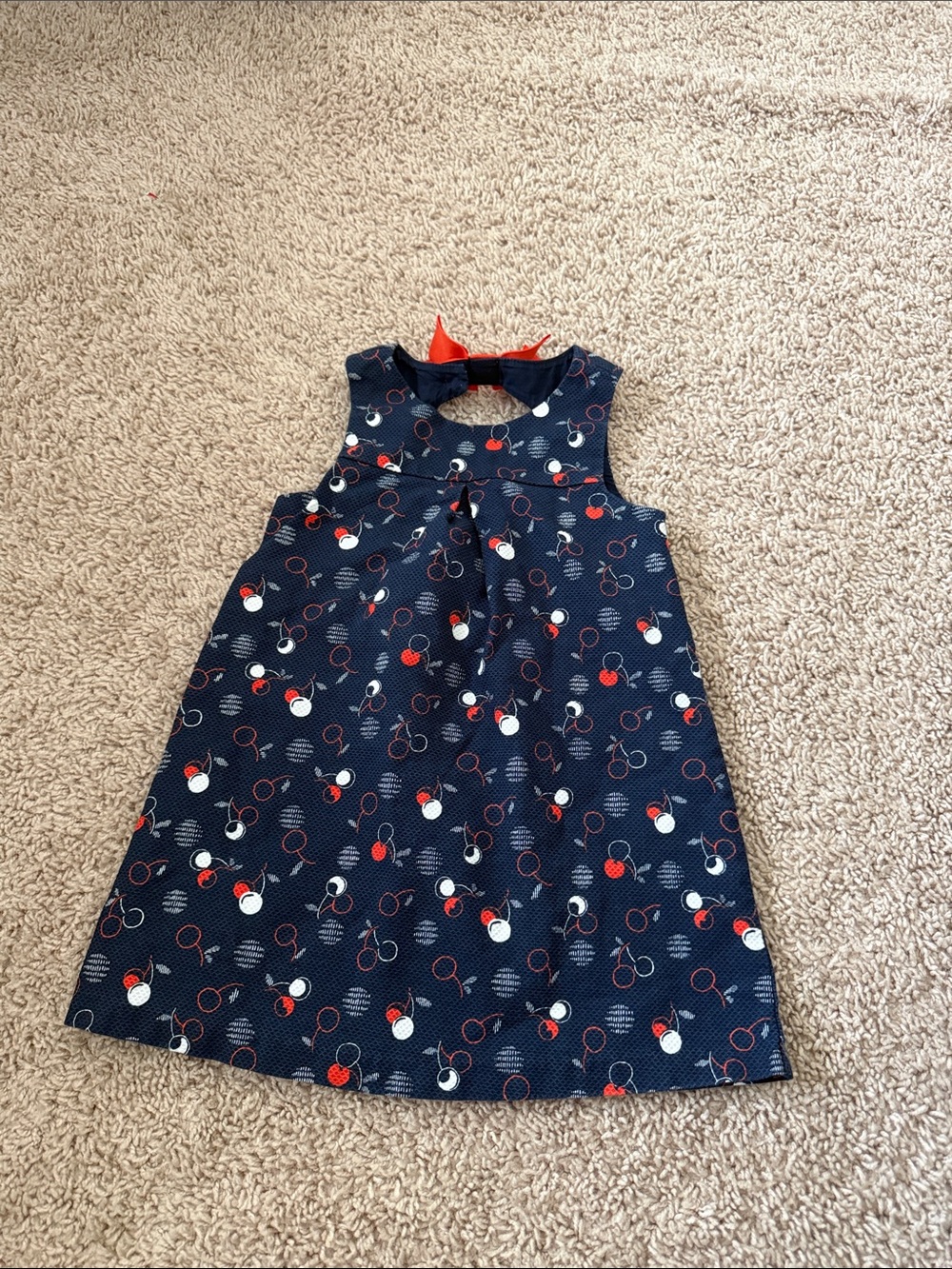 Janie and Jack Navy Blue Cherry Print Sleeveless Dress-Perfect for July 4th